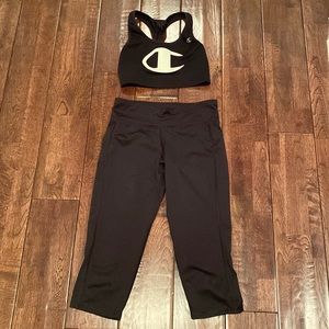 Champion sports bra and Old Navy capri active leggings
